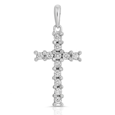 14k Solid White Gold Diamond Cross Pendant (.40 CTW) The Gold Gods