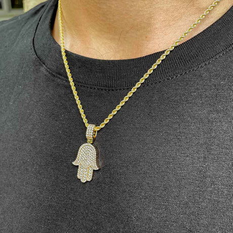 10k Solid Gold Diamond Hamsa Pendant (.92 CTW)  | The Gold Gods 1