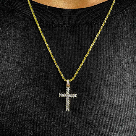 14k Solid Gold Flooded Cross Pendant (.68 CTW) The Gold Gods 2