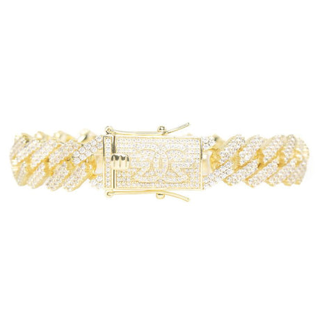 Diamond Cuban Bracelet Straight Edge 15mm The Gold Gold lock close up view