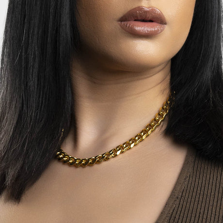 Women Cuban Link Chain (Flat Edge) The Gold Gods