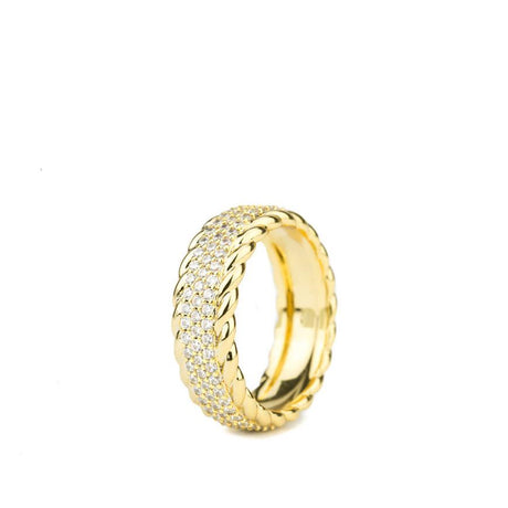 Diamond 3-Row Rope Ring The Gold Goddess close up view