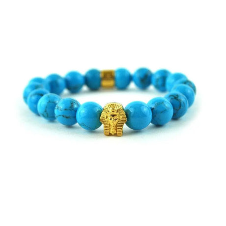 Turquoise Pharaoh Head Beaded Bracelet The Gold Gods