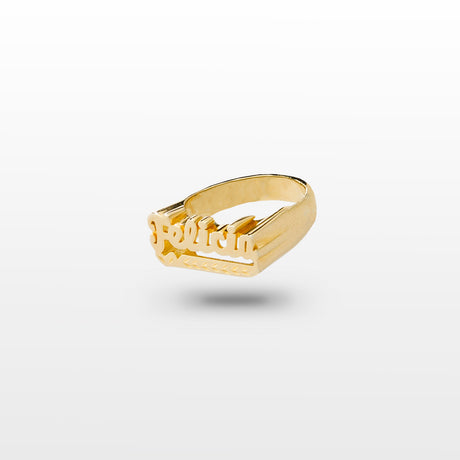 Women's Custom Personalized Diamond Cut Name Ring Gold Goddess 2