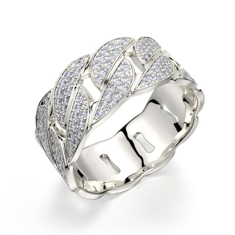 Diamond Cuban Ring in White Gold