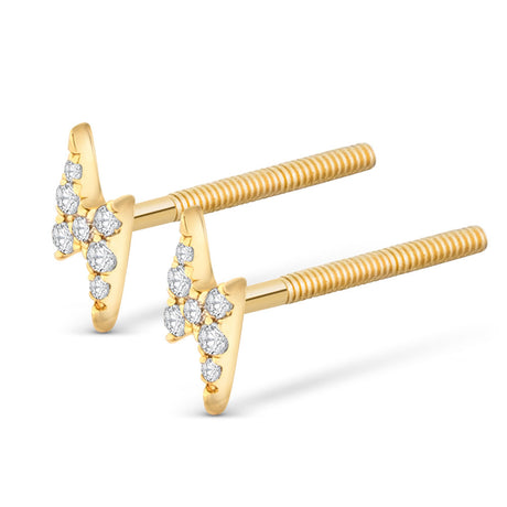 14k Solid Gold Diamond Lightning Bolt Men's Earrings (.05CTW) The Gold Gods 2