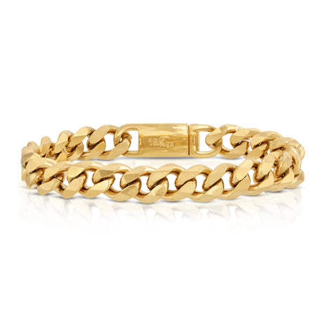 Flat Edge Cuban Link Bracelet (10mm) Gold Gods