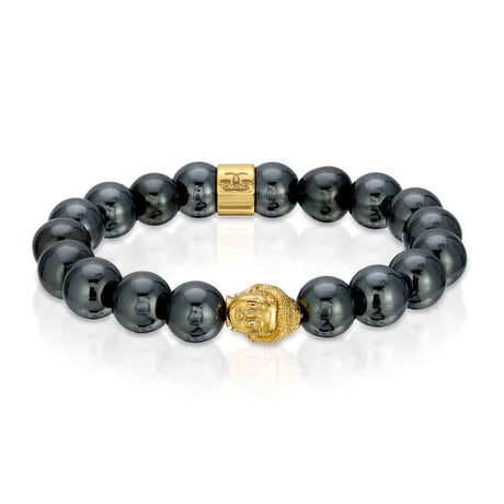 Hematite Iron Buddha Head Beaded Bracelet The Gold Gods