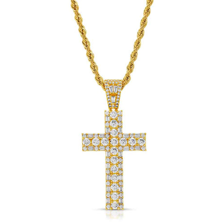 Diamond Emerald Cut Cross Necklace & Mens Rope Gold Chain The Gold Gods