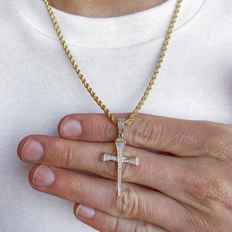 10k Solid Gold Diamond Nail Cross Pendant (.15 CTW)  | The Gold Gods 3