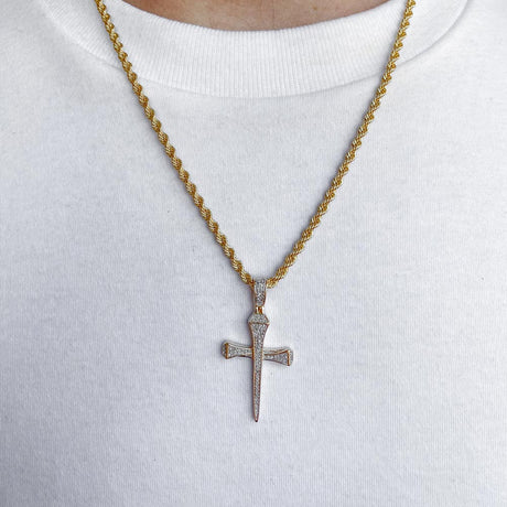 10k Solid Gold Diamond Nail Cross Pendant (.15 CTW)  | The Gold Gods 2