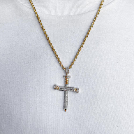 10k Solid Gold Diamond Nails Cross Pendant (.55 CTW)  | The Gold Gods 2