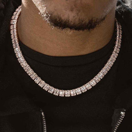 Diamond Baguette Tennis Chain The Gold Gods front view