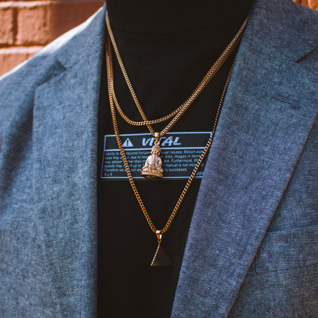 GOLD SITTING BUDDHA PIECE NECKLACE PENDANT & FRANCO CHAIN The Gold Gods