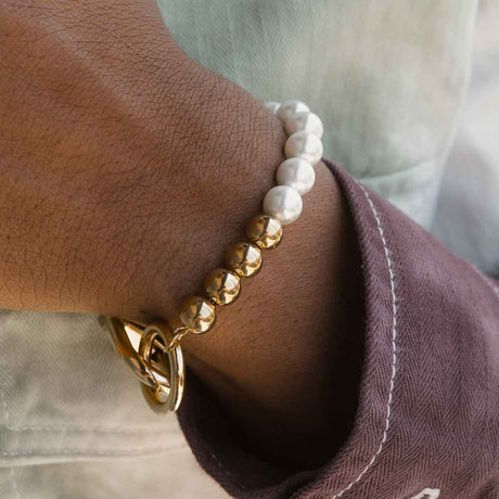 Half & Half Gold Pearl Bracelet The Gold Gods 1