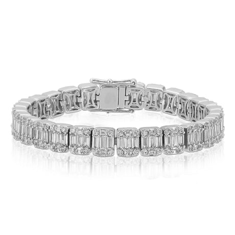 Diamond Baguette Tennis Bracelet The Gold Gods close up view white Gold 2