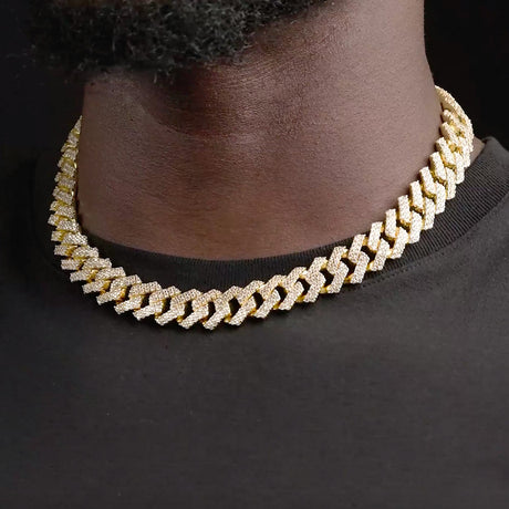 Diamond Cuban Chain Straight Edge 15mm The Gold Gods  18 inch