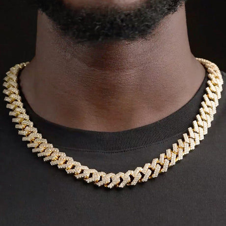 Diamond Cuban Chain Straight Edge 15mm The Gold Gods  22 inch