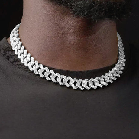 Diamond Cuban Chain Straight Edge 15mm The Gold Gods  White Gold 18 inch