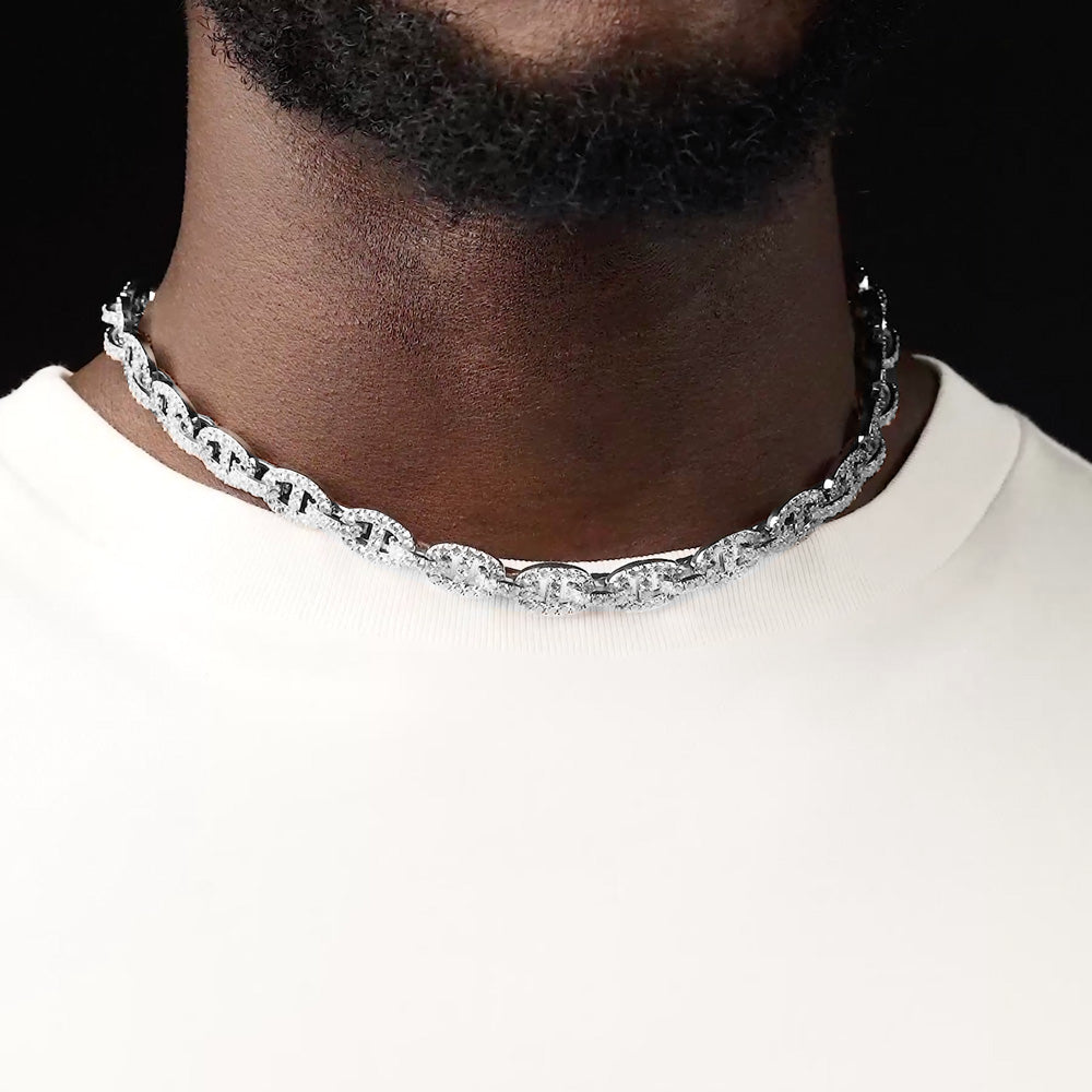 Diamond Mariner Micro Choker Chain (10mm) | The Gold Gods White Gold 18 inch