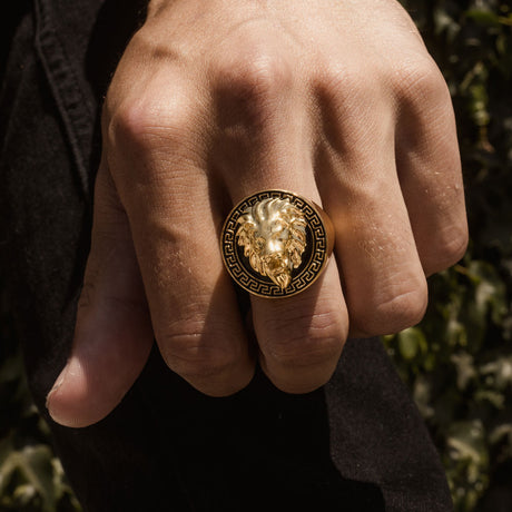 The Gold Gods Signature Lion Grecco Ring