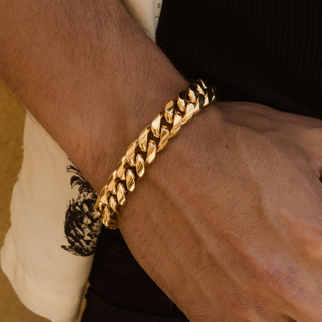 Mens Gold 12mm Miami Cuban Link Bracelet The Gold Gods Lifestyle 2