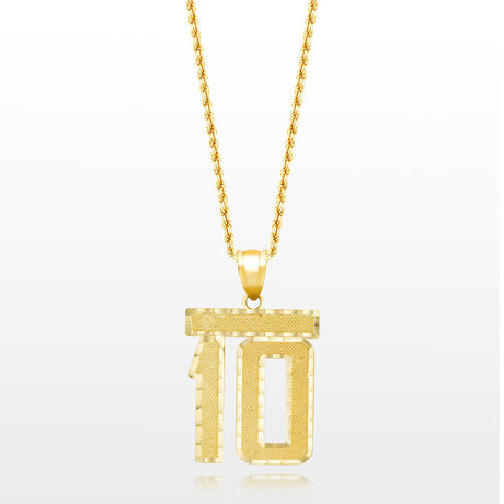 10k Solid Gold Large Jersey Number Pendant The Gold Gods 10