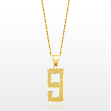 10k Solid Gold Large Jersey Number Pendant The Gold Gods 9