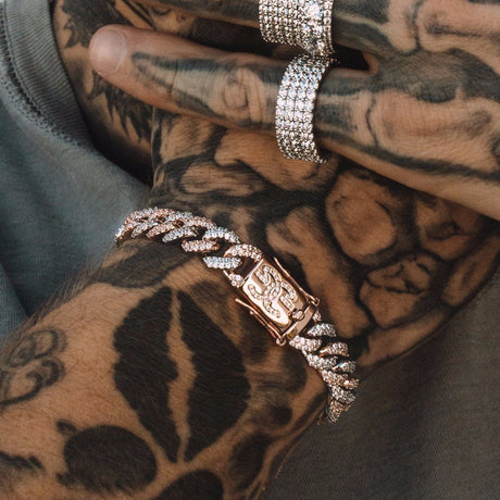 Diamond Cuban Link Bracelet 2 Tone 10mm The Gold Golds lifestyle look