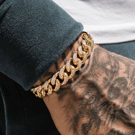 Diamond Cuban Link Bracelet 10mm The Gold Gods lifestyle look