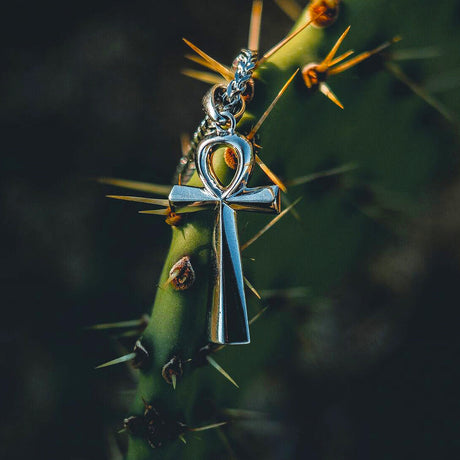 Micro Ankh Piece Gold Necklace Pendant & Franco Box Gold Chain The Gold Gods 