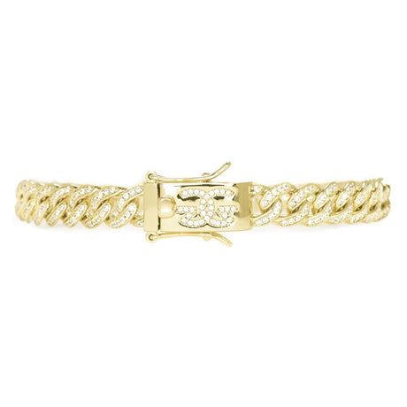 Micro Diamond Cuban Link Bracelet 8mm The Gold Gods  front view 