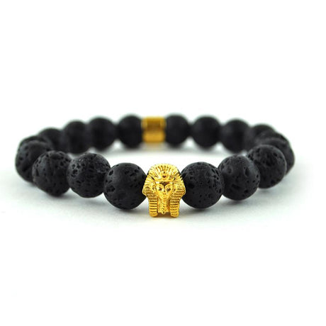 Lava Stone Pharaoh Beaded Bracelet The Gold Gods close up view