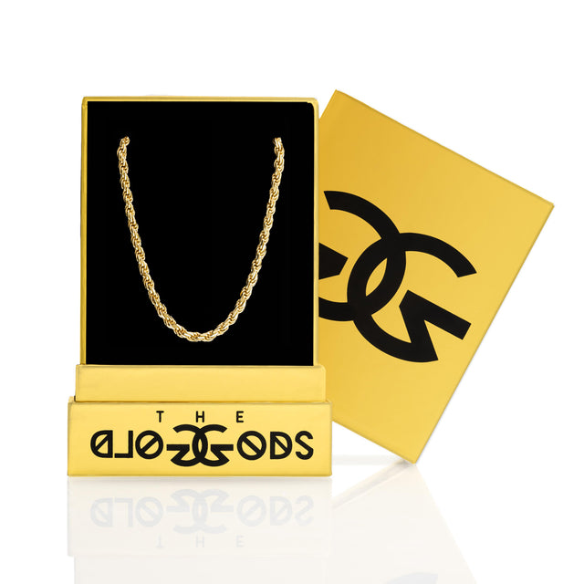 Solid Gold Rope Chain Hollow The Gold Gods Men's Jewelry In Box 