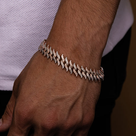 Diamond Spiked Laurel Cuban Bracelet The Gold Gods