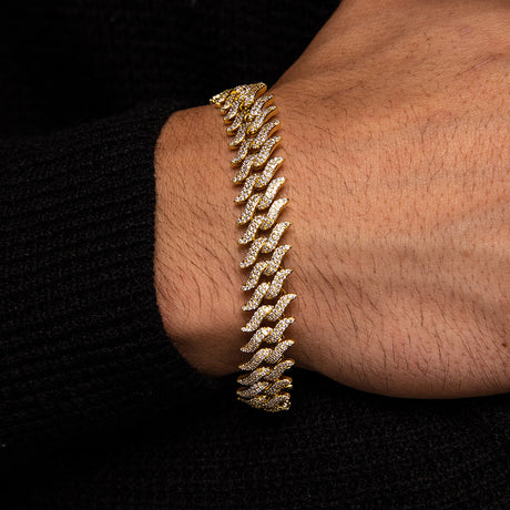 Diamond Spiked Laurel Cuban Bracelet The Gold Gods