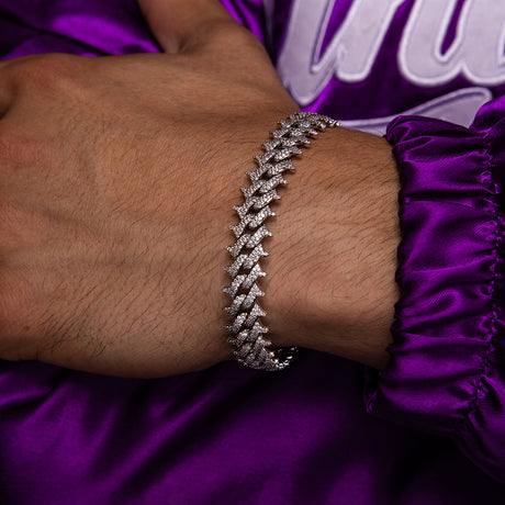 Diamond Spiked Cuban Bracelet The Gold Gods lifestyle look 2 white gold