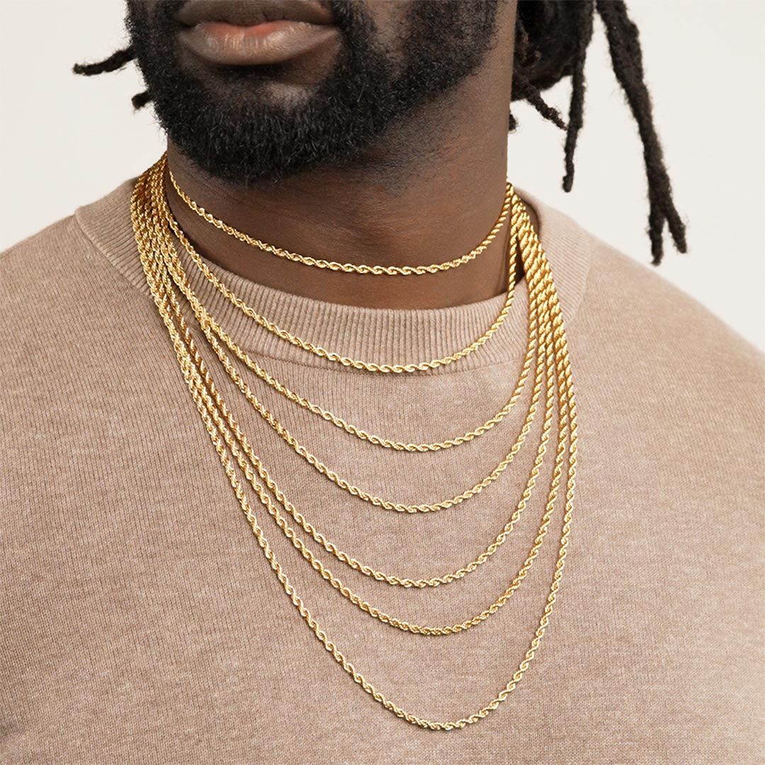 Gold Rope Chain mens jewelry The Gold Gods all lengths