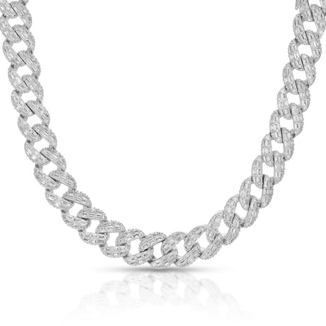 White Gold 20mm Emerald Cut Diamond Cuban Chain Gold Gods 1