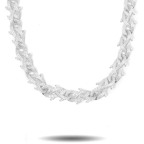 Diamond Crown of Thorns Chain in White Gold The Gold Gods-front-view