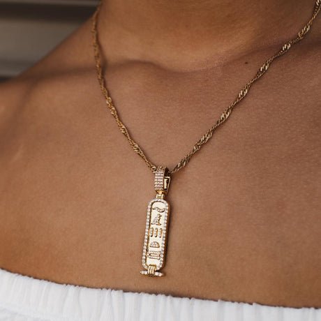 Women's Diamond Hieroglyph Necklace & Pendant The Gold Goddess 1