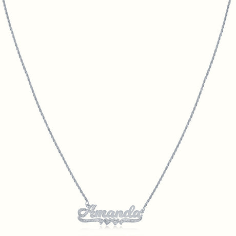 Women's Silver 2 Tone Diamond Custom Name Necklace Pendant The Gold Goddess Women’s Jewelry By The Gold Gods