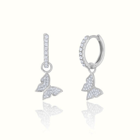 Women's Silver Diamond Butterfly Earrings The Gold Goddess Women’s Jewelry By The Gold Gods