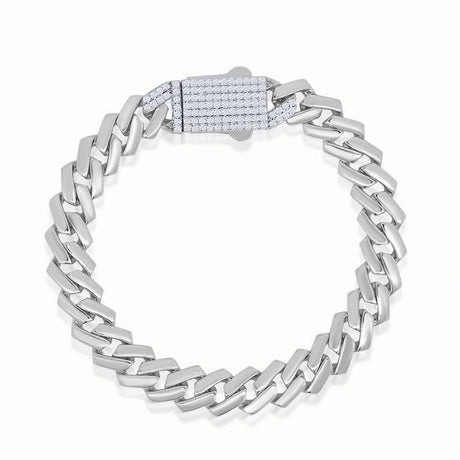 Women's Silver Diamond Clasp Flat Cuban Link Bracelet The Gold Goddess Women’s Jewelry By The Gold Gods