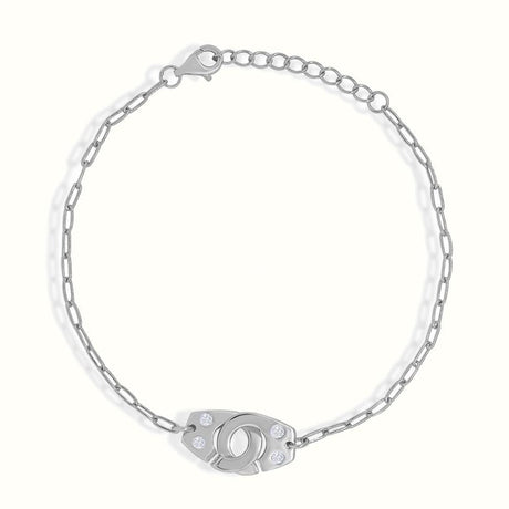 Women's Silver Diamond Locked Handcuff Bracelet The Gold Goddess Women’s Jewelry By The Gold Gods