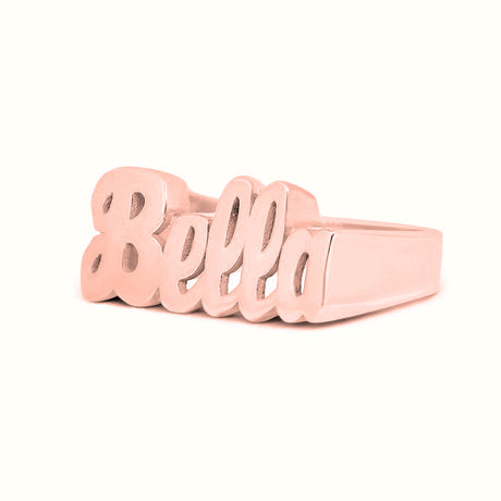 Women's solid rose gold Custom Script Name Ring V2 The Gold Goddess Women’s Jewelry By The Gold Gods