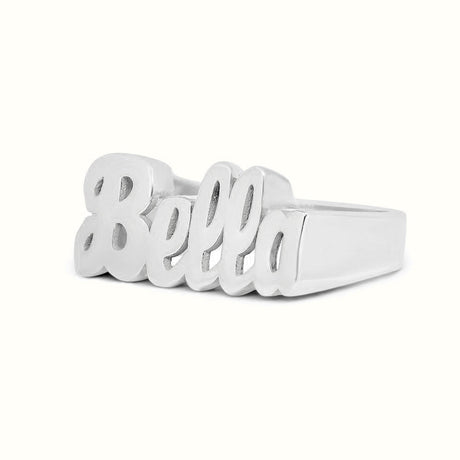 Women's solid white gold Custom Script Name Ring V2 The Gold Goddess Women’s Jewelry By The Gold Gods