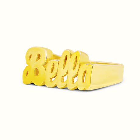 Women's Vermeil Custom Script Name Ring V2 The Gold Goddess Women’s Jewelry By The Gold Gods