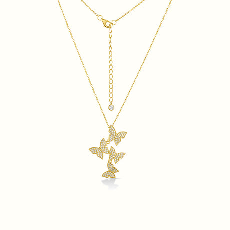 Women's Vermeil Diamond Butterfly Necklace Pendant The Gold Goddess Women’s Jewelry By The Gold Gods