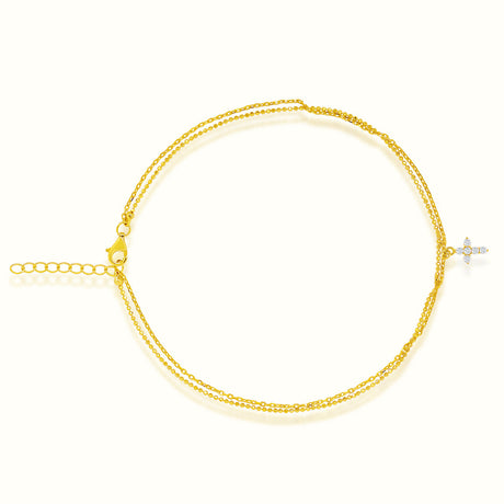 Women's Vermeil Diamond Cross Anklet The Gold Goddess Women’s Jewelry By The Gold Gods